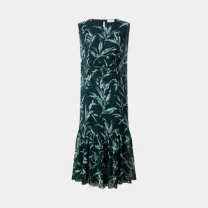 ENCHANTING FOREST FLORA PRINTED DRESS, A CELEBRATION OF NATURE'S BEAUTY