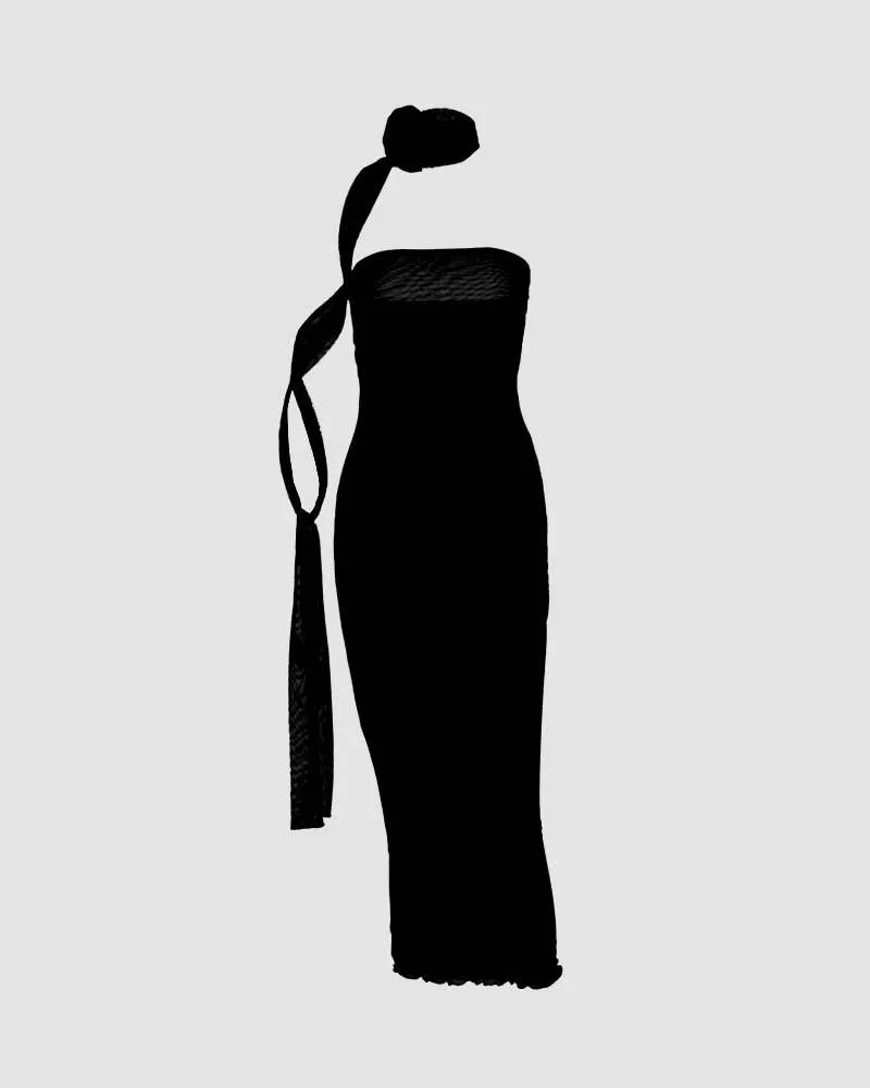 Esadora Flora Neckpiece Charming Maxi Tube Dress