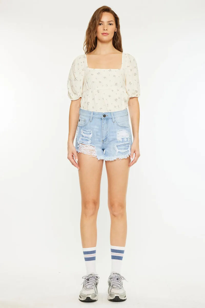 Ethel High Rise Distressed Shorts