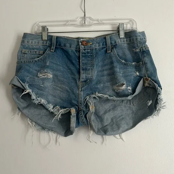 EUC One x One Teaspoon Heavily Distressed High Waisted Shorts size 29