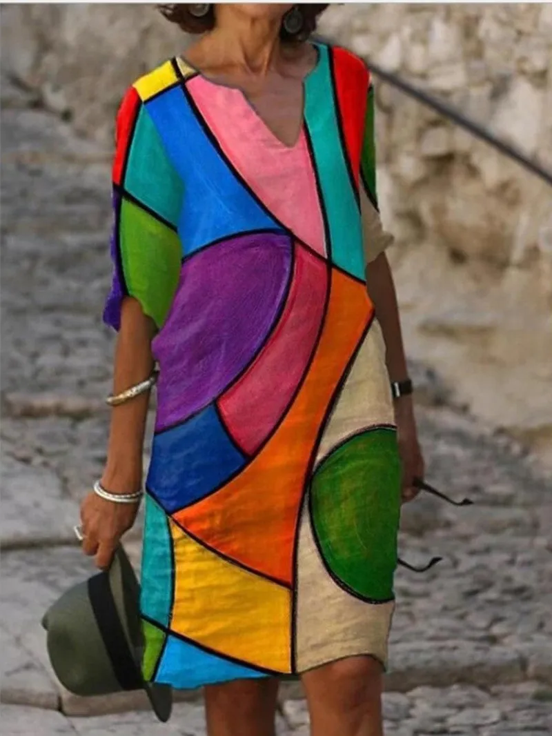 Flora | Charmantes Leinenkleid mit floralem Muster für Frauen