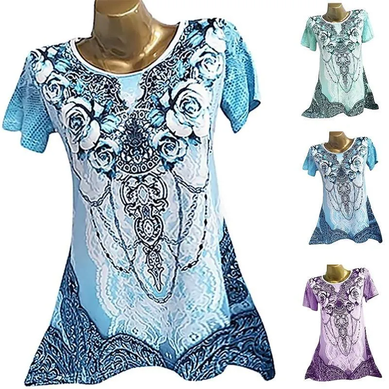 Flora Jewelry Print Peak Hem Top