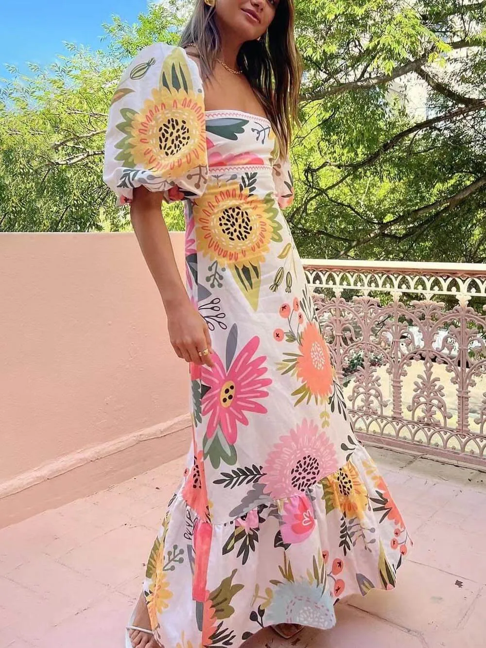 Flora® | Luxurious floral print Carola maxi dress