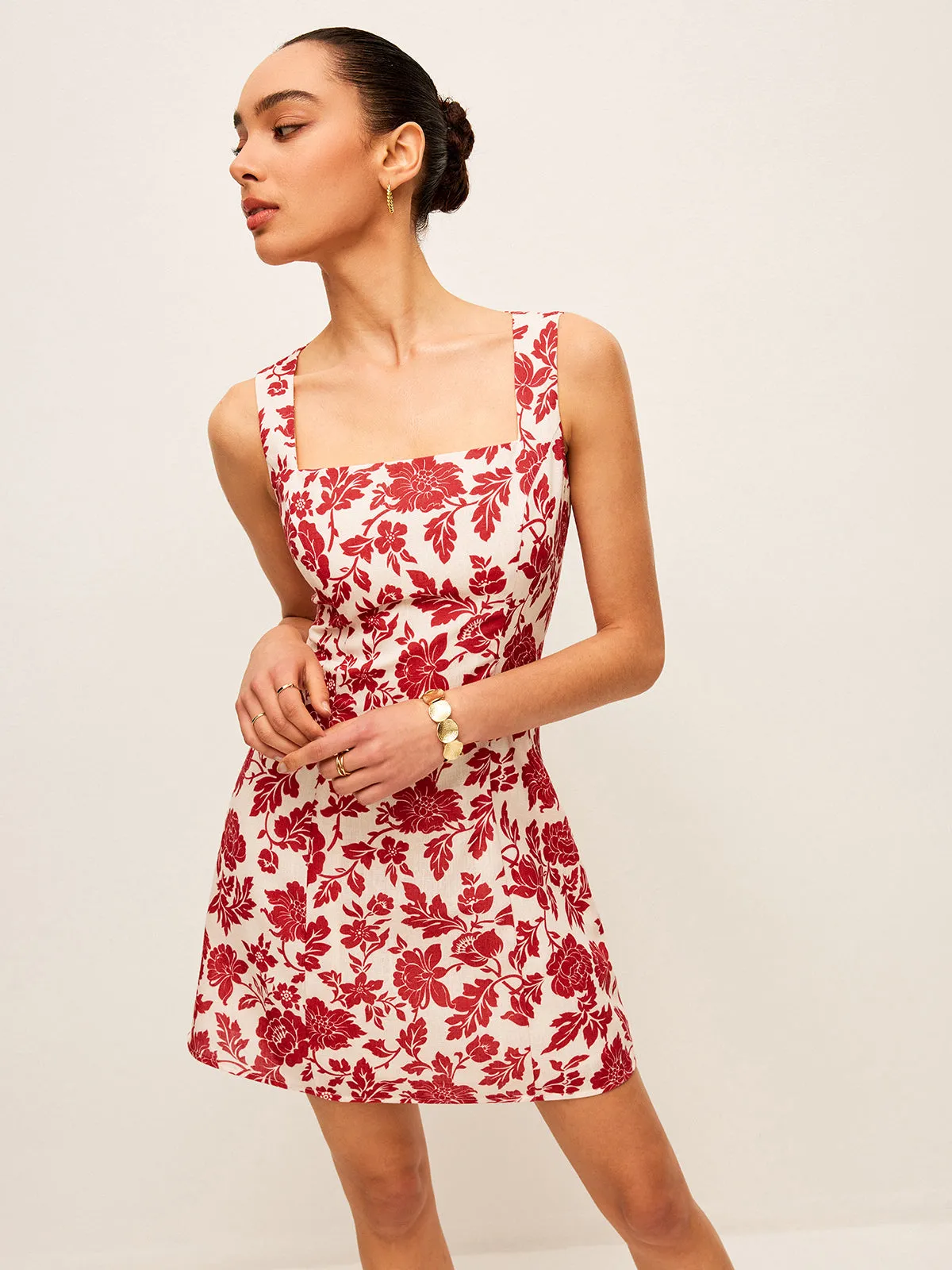 Flora Print Square-Neck Dress