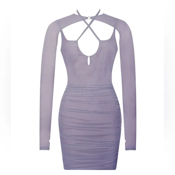 💜Flora Purple Mesh Long Sleeve Dress Dresses💜