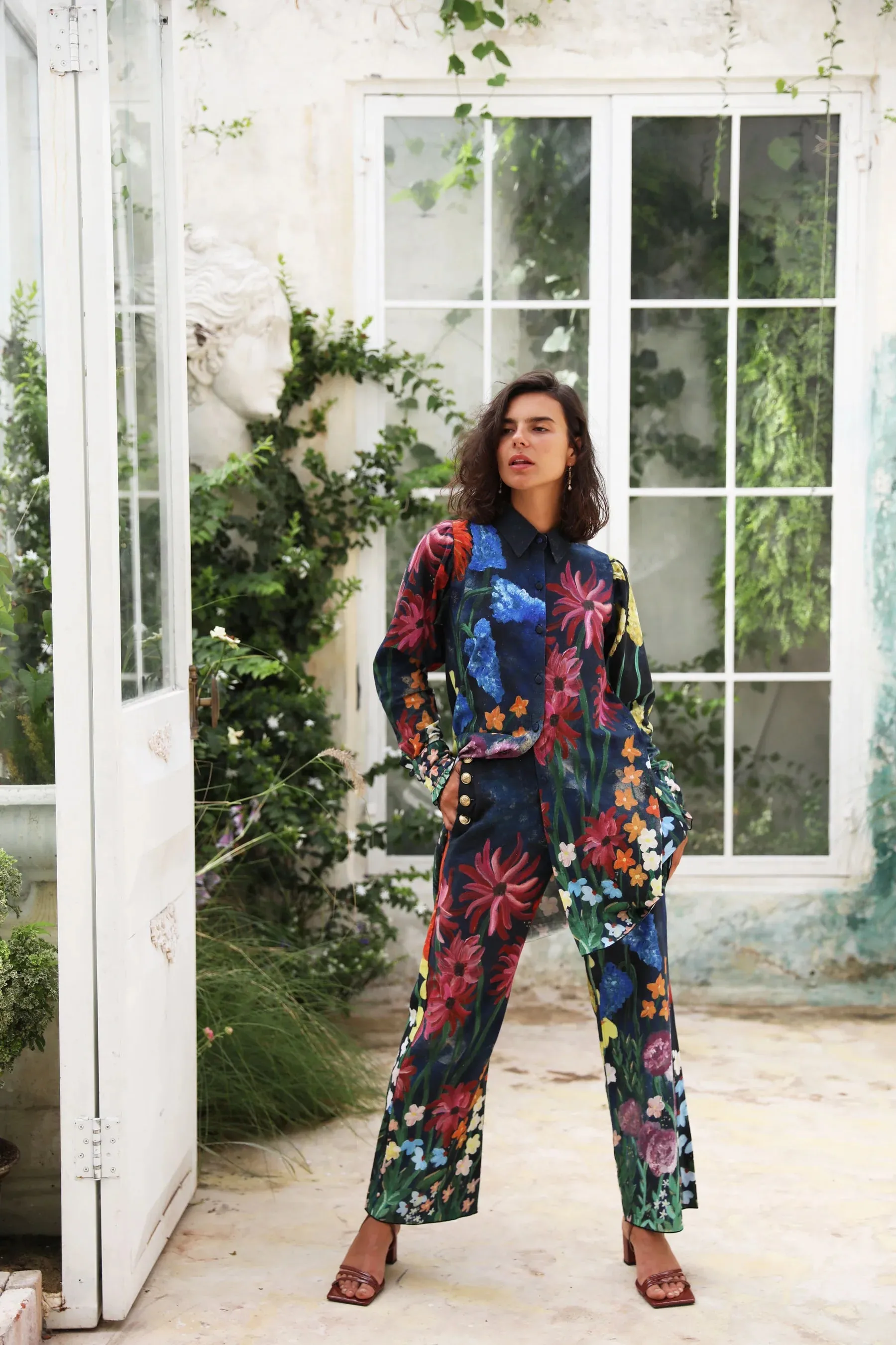 Flora Shirt Dress -  Navy