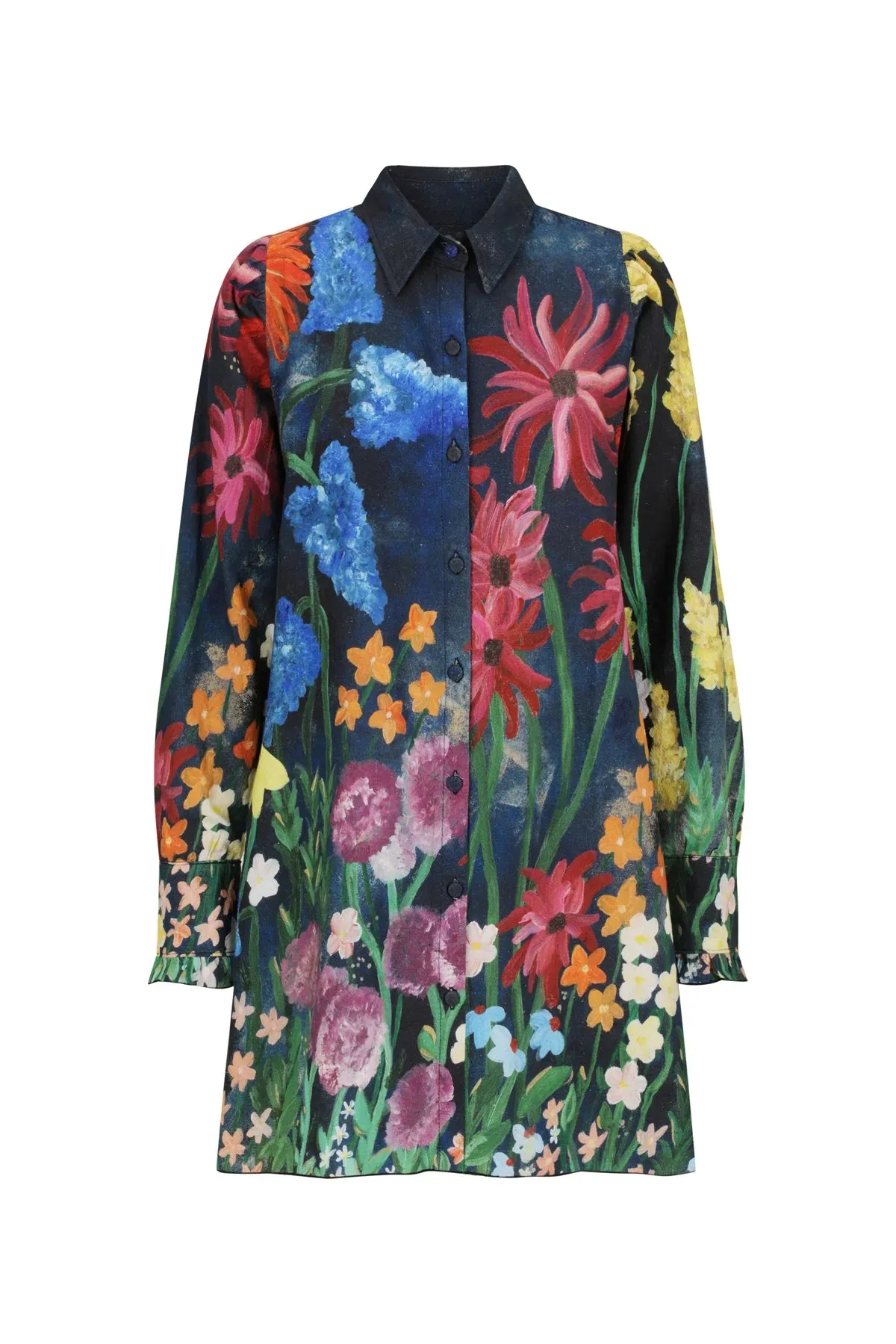 Flora Shirt Dress -  Navy