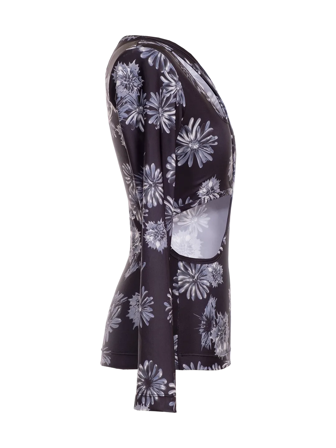 Floral Print Cut Out LS Top