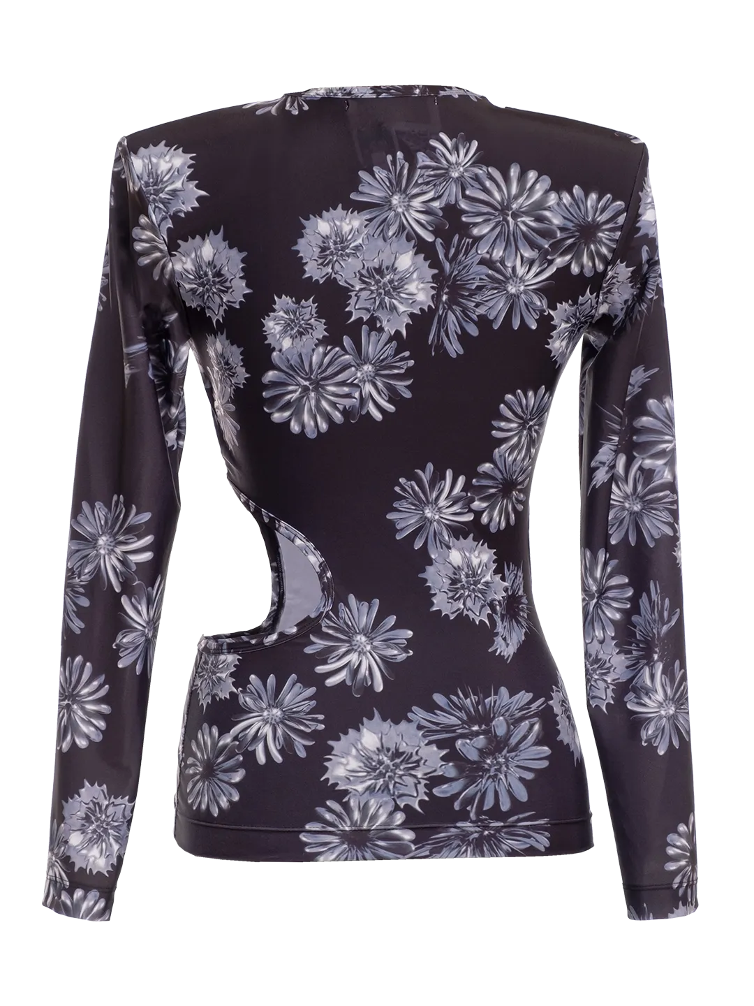 Floral Print Cut Out LS Top