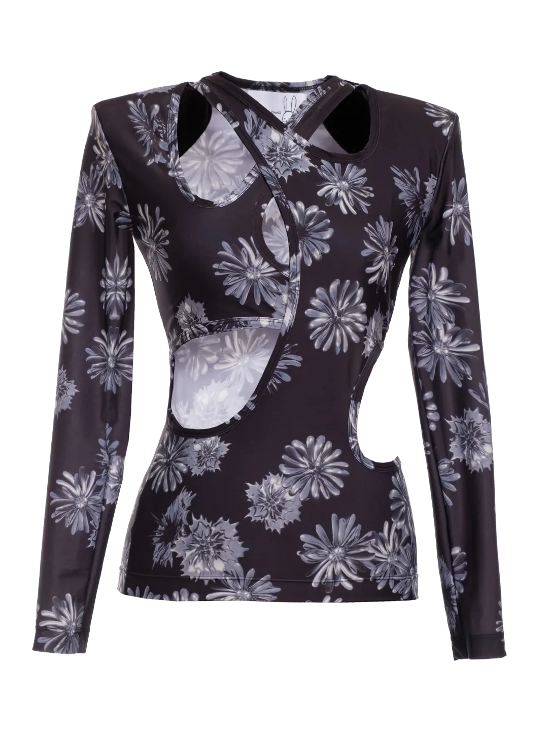 Floral Print Cut Out LS Top