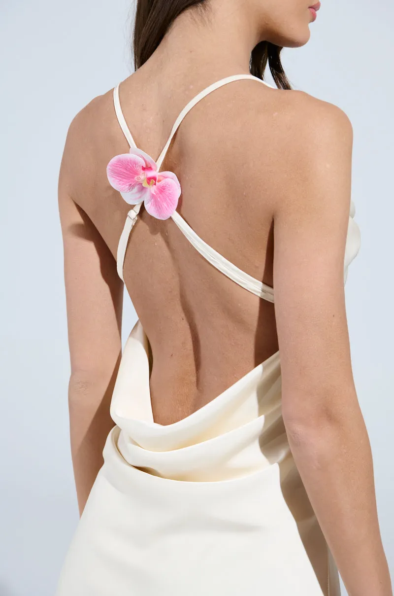 FLOWER POWER SATIN MINI DRESS