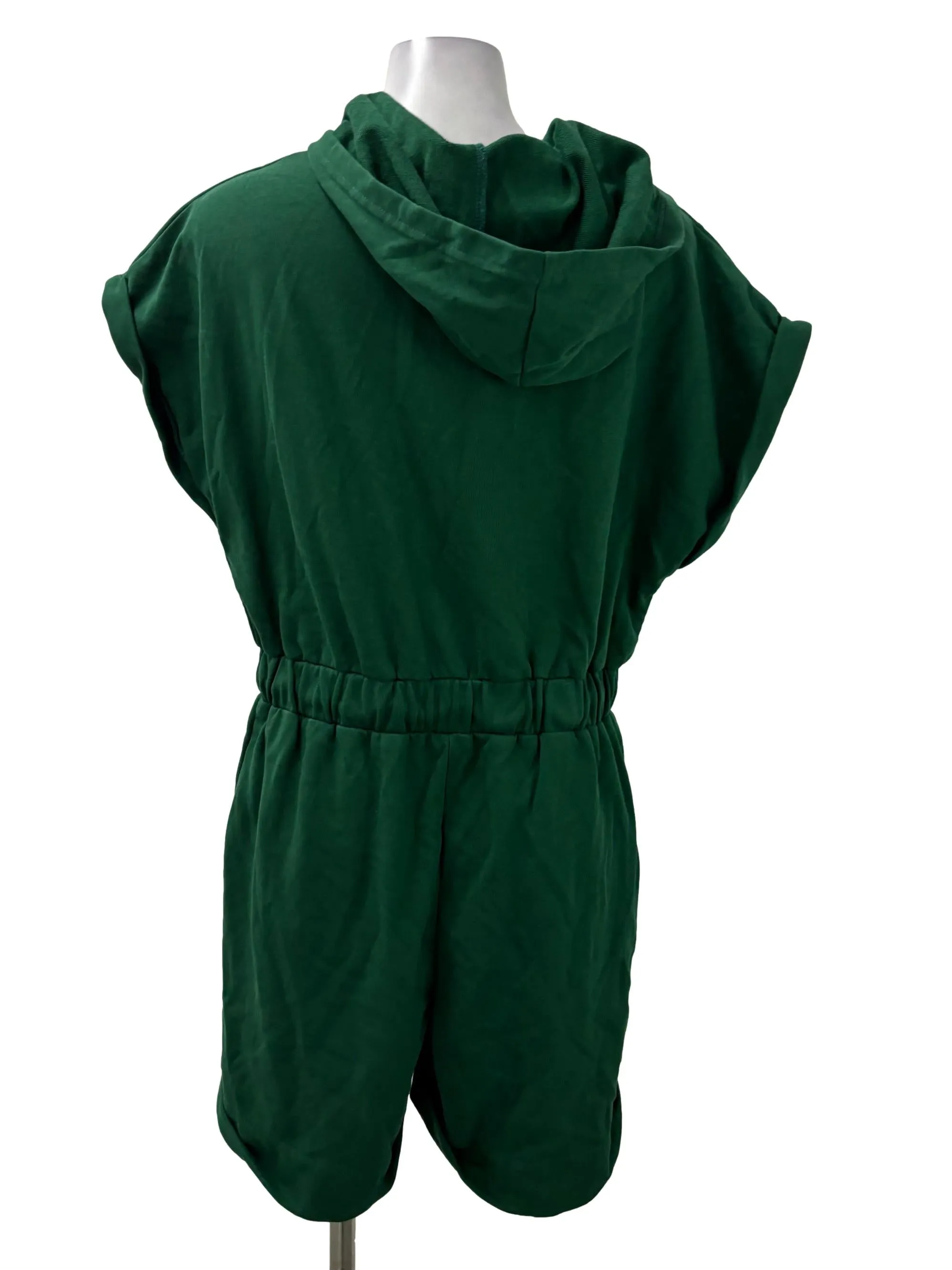 Forest Green Zip Up Hooded Romper