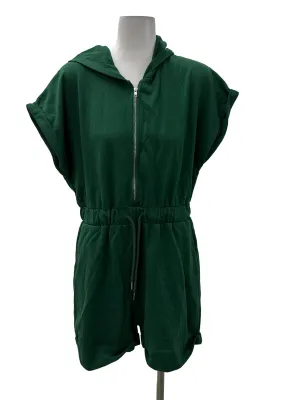 Forest Green Zip Up Hooded Romper