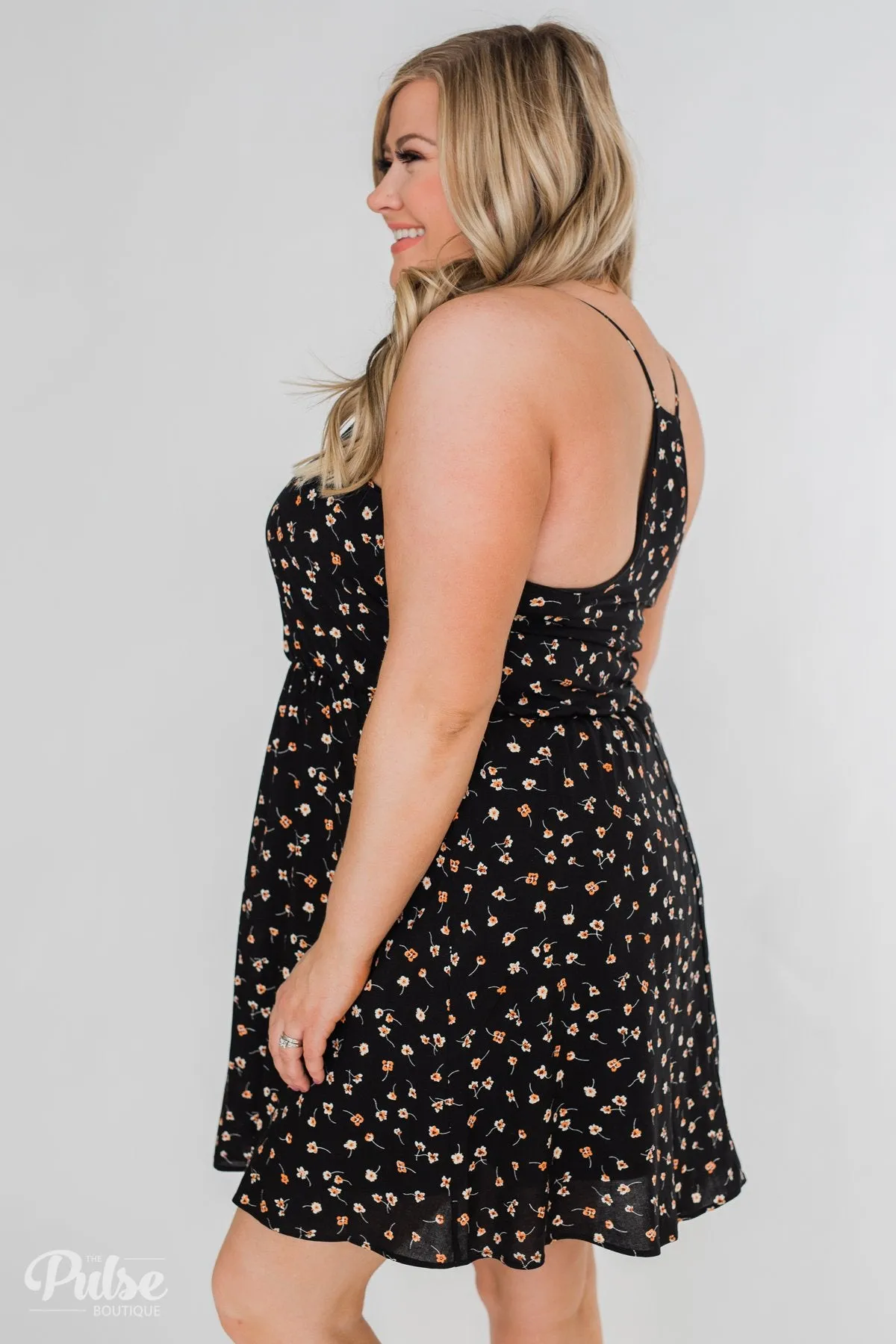 Free To Be Me Floral Racerback Dress- Black