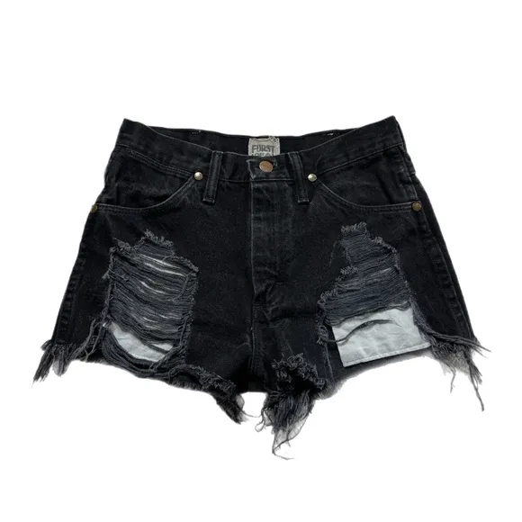 Furst of‎ a Kind Black Distressed Denim Shorts 27
