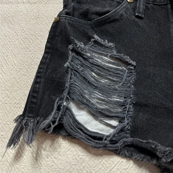 Furst of‎ a Kind Black Distressed Denim Shorts 27