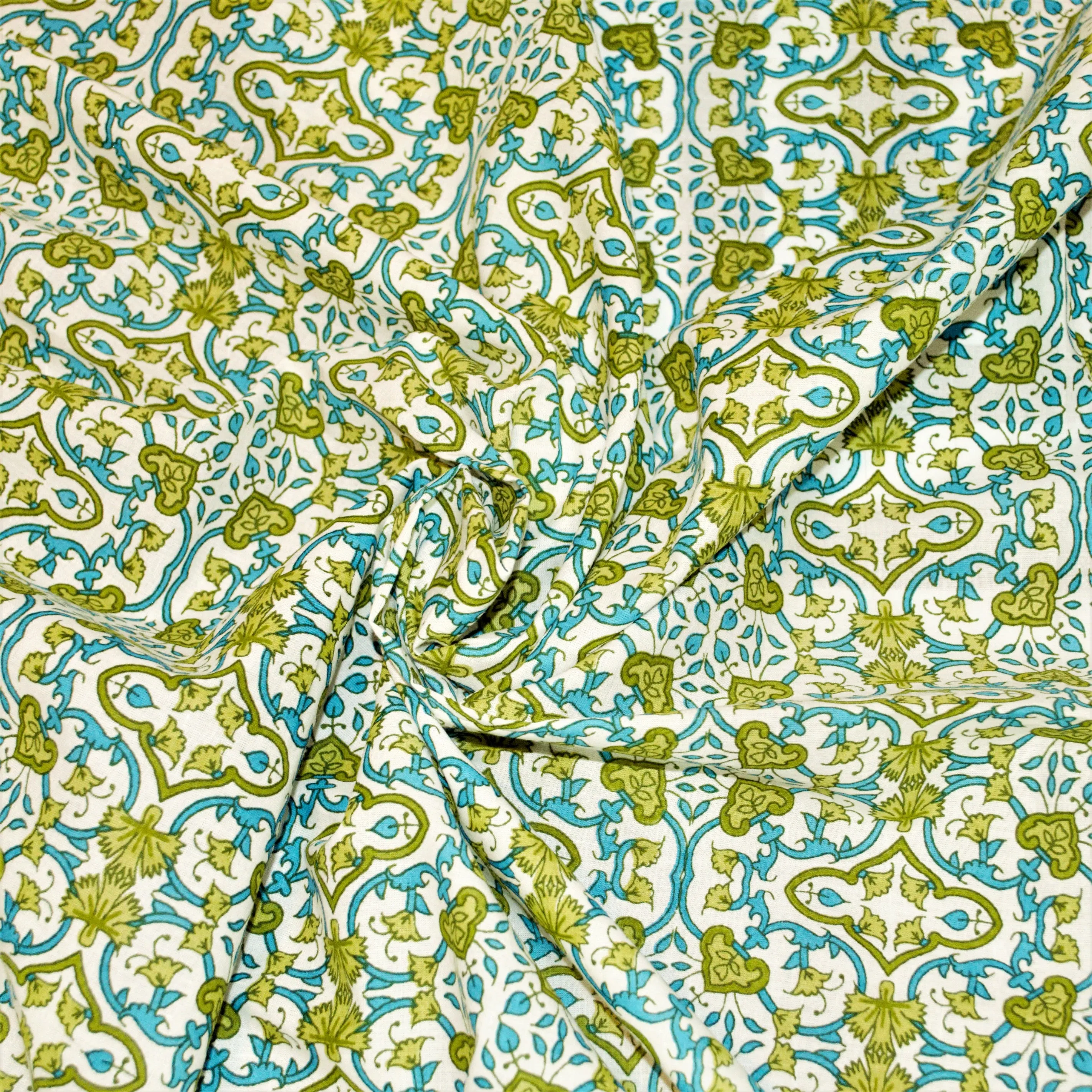 Geometric Flowers in Green & Teal