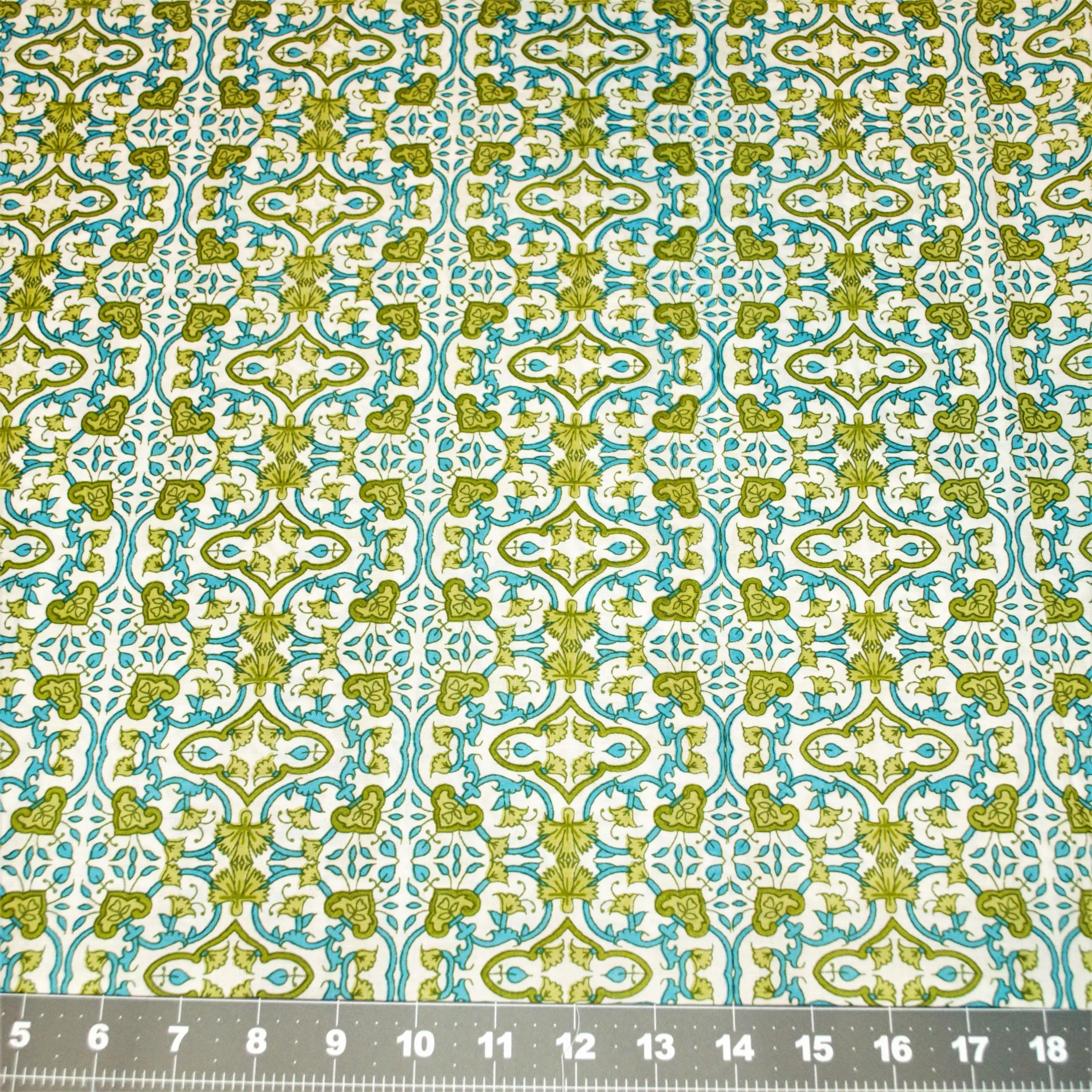Geometric Flowers in Green & Teal