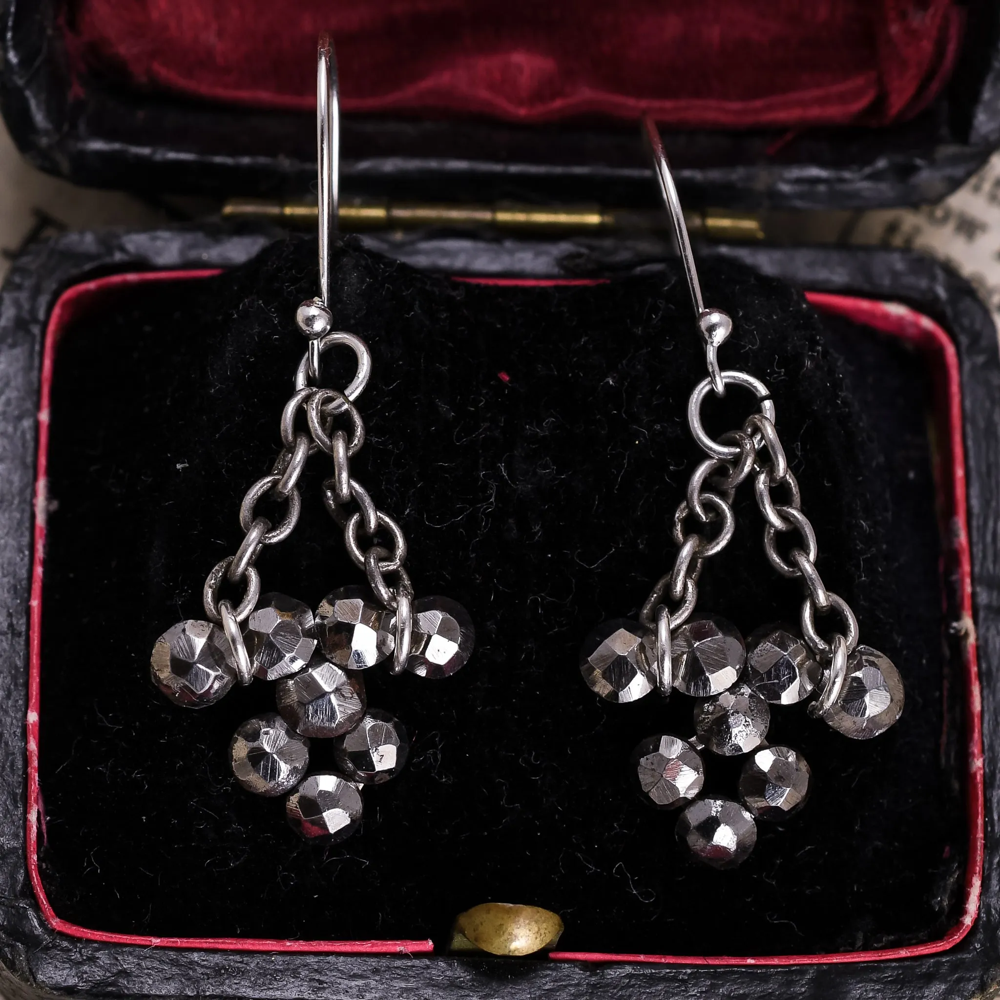 Georgian Cut Steel Triangle Earrings
