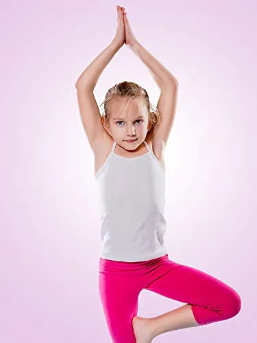 Girl Dance Tank Top 3-Pack (Sleeveless, Racerback, Ballet Dance, 9-10 Years, Black/White/Grey)