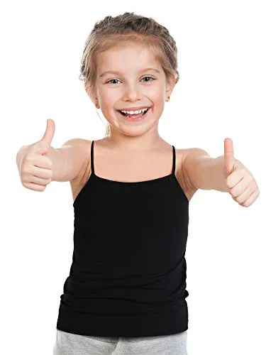 Girl Dance Tank Top 3-Pack (Sleeveless, Racerback, Ballet Dance, 9-10 Years, Black/White/Grey)