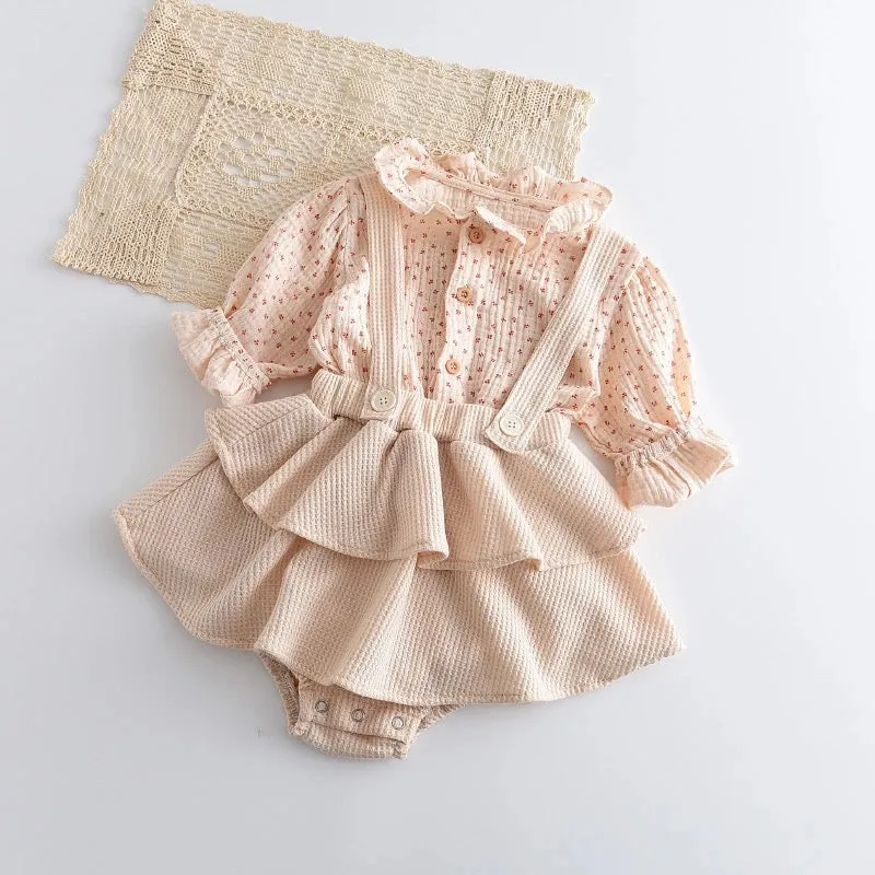 Girl romper set with suspender