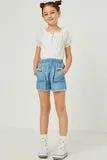 Girls Distressed Hem Patch Pocket Shorts