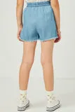 Girls Distressed Hem Patch Pocket Shorts