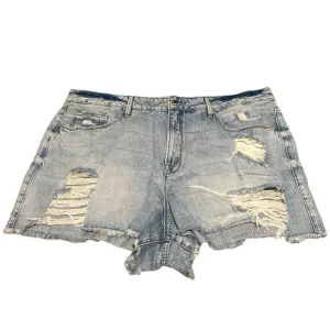 Good American Womens Size 18 Bombshell Shorts Cutoff Blue Distressed Raw Hem