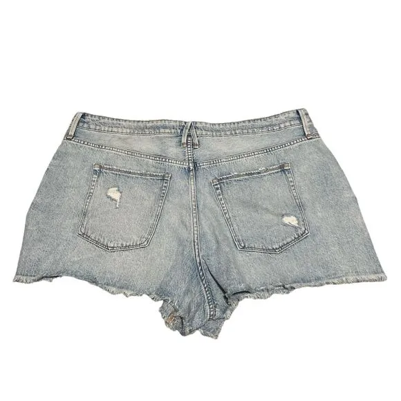Good American Womens Size 18 Bombshell Shorts Cutoff Blue Distressed Raw Hem