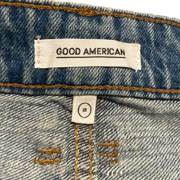 Good American Womens Size 18 Bombshell Shorts Cutoff Blue Distressed Raw Hem