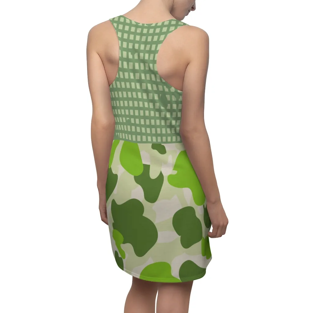 Green Apple Leopard Racerback Dress