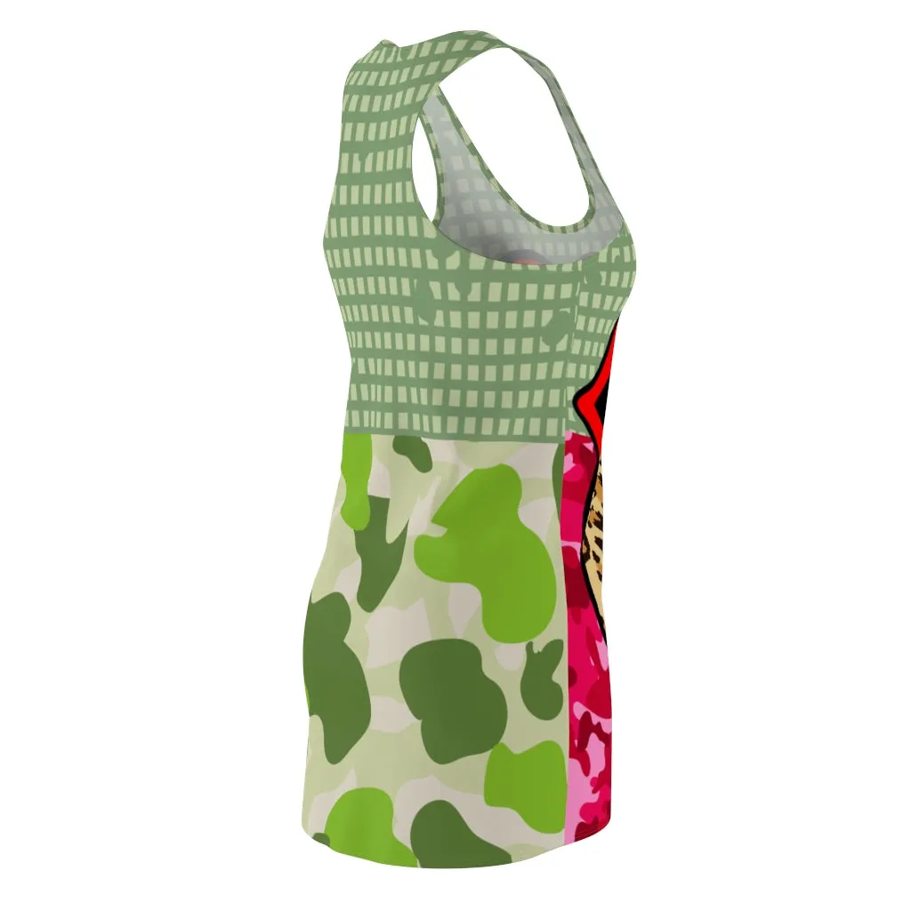 Green Apple Leopard Racerback Dress