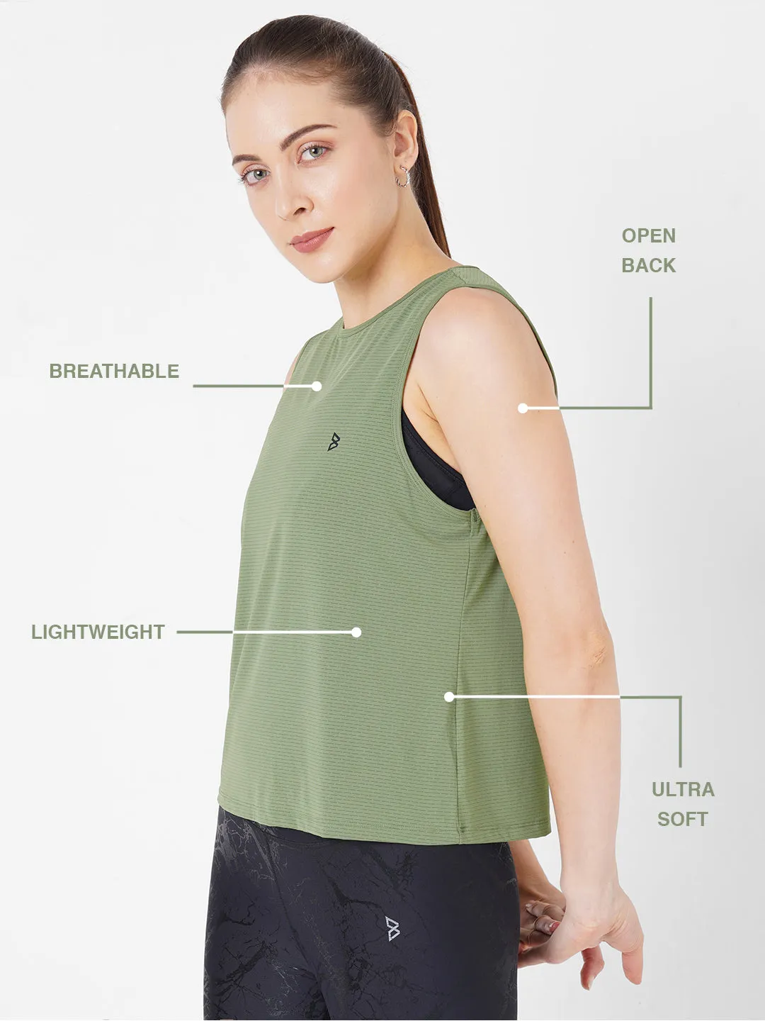 Green Olive Cut Out Tank