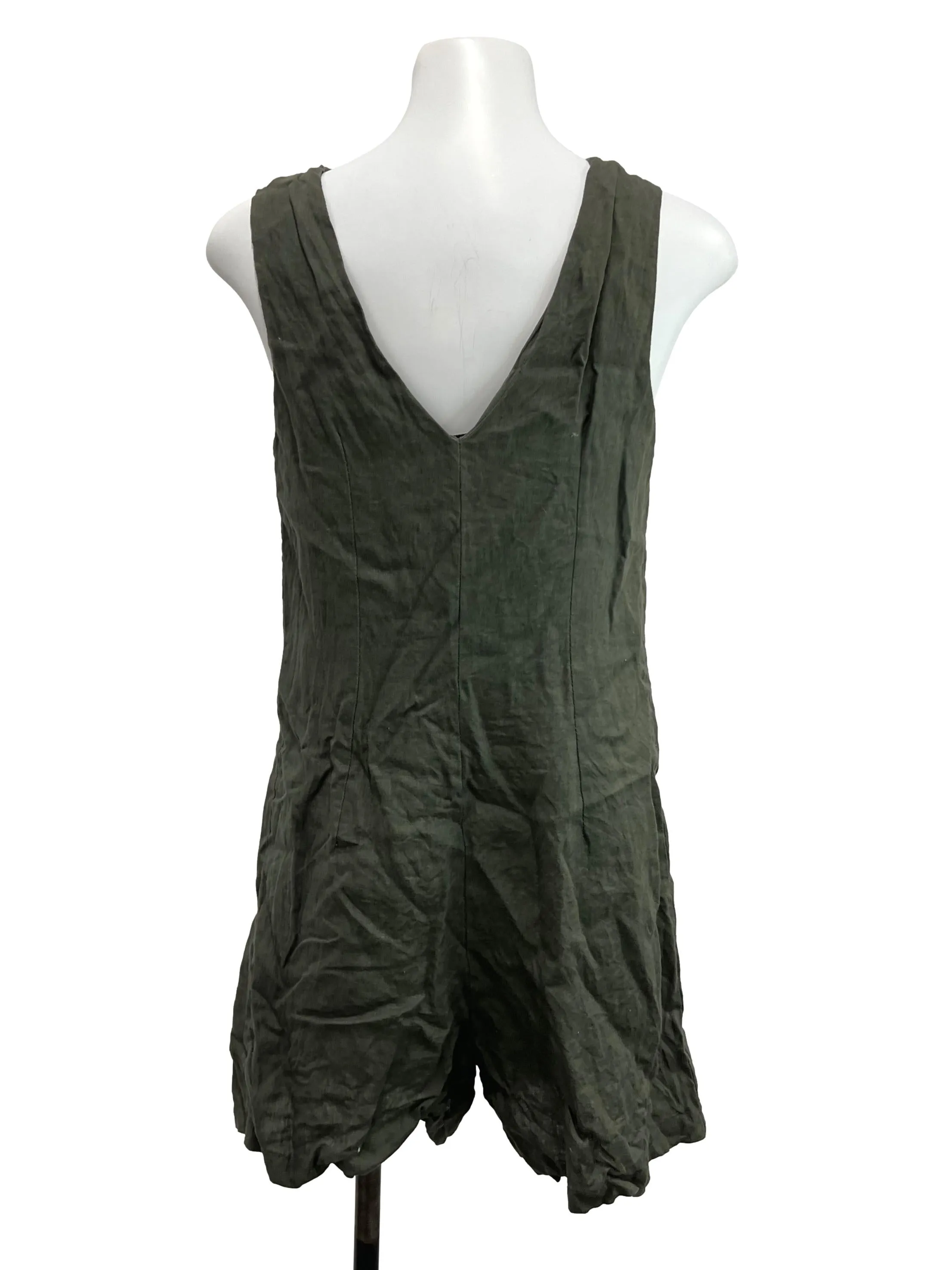 Green V Neck Romper TEM
