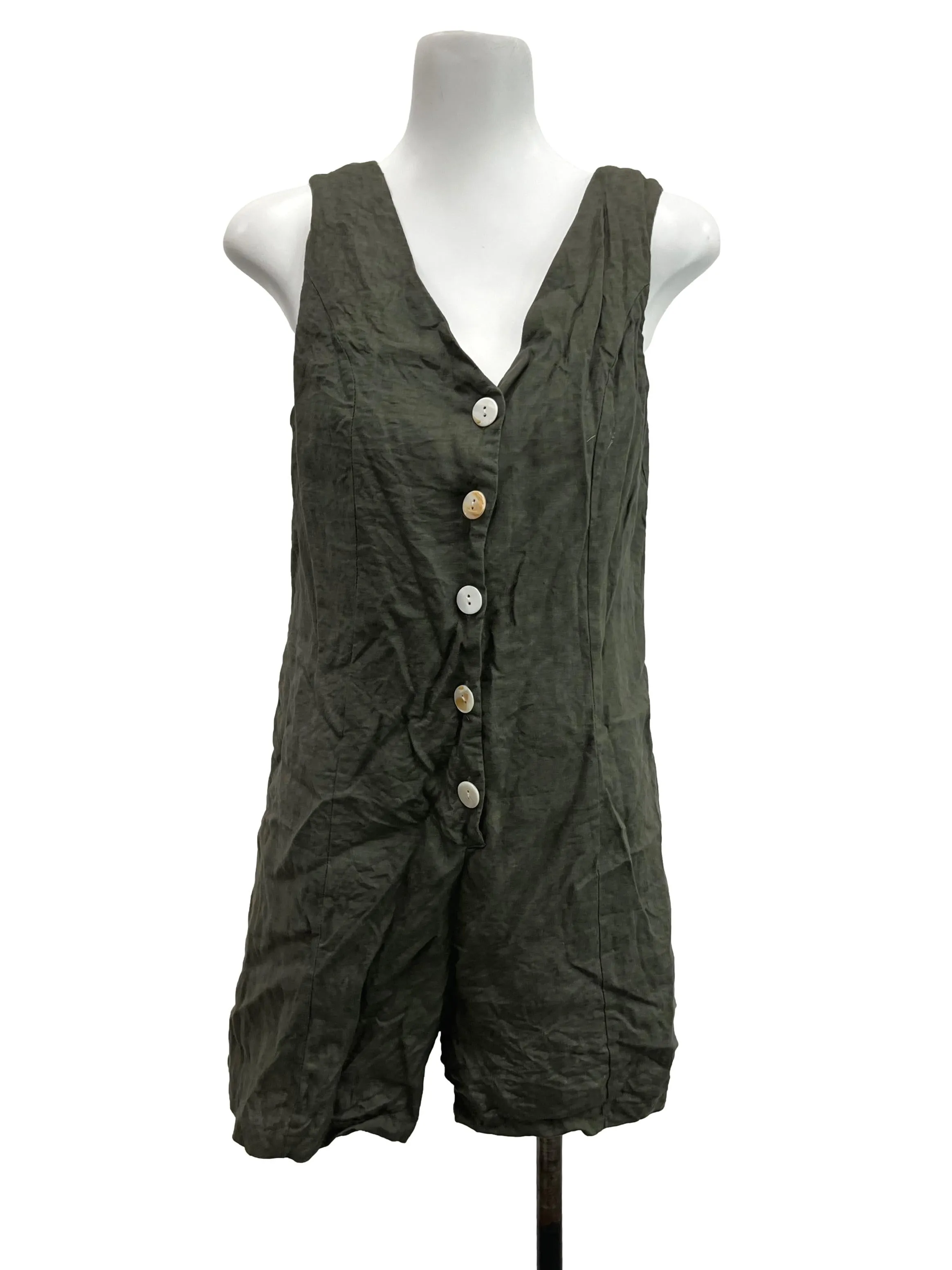 Green V Neck Romper TEM
