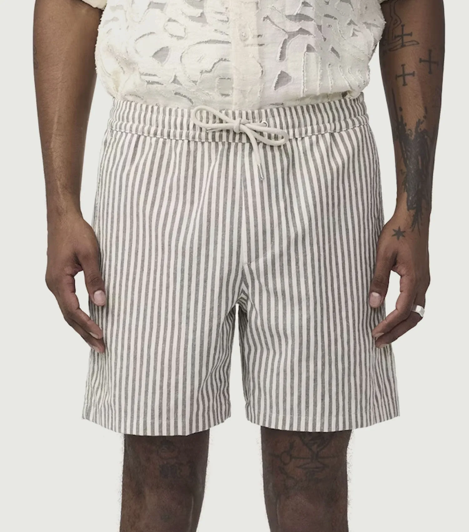 Gregor Drawstring Shorts Green Stripe