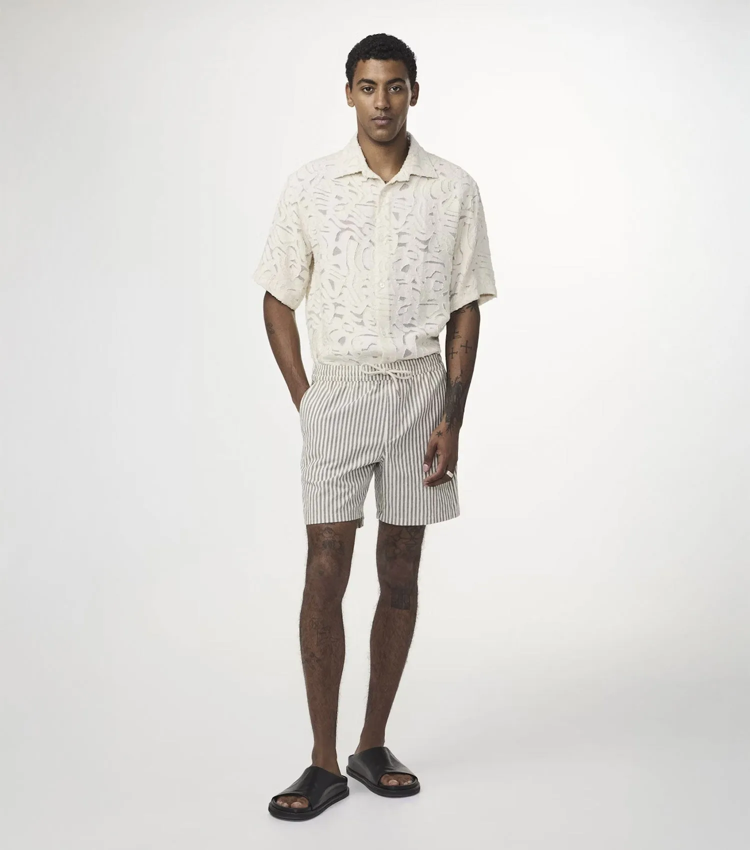Gregor Drawstring Shorts Green Stripe