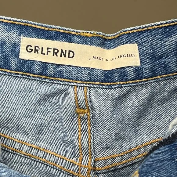 GRLFRND Hayden Low Rise Button Fly Boyfriend Jean Shorts 27