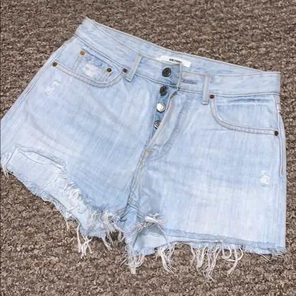 GRLFRND Helena High Waist light wash Denim Cutoff Shorts size 24