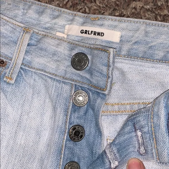 GRLFRND Helena High Waist light wash Denim Cutoff Shorts size 24