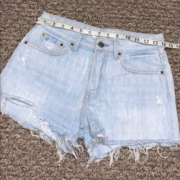 GRLFRND Helena High Waist light wash Denim Cutoff Shorts size 24