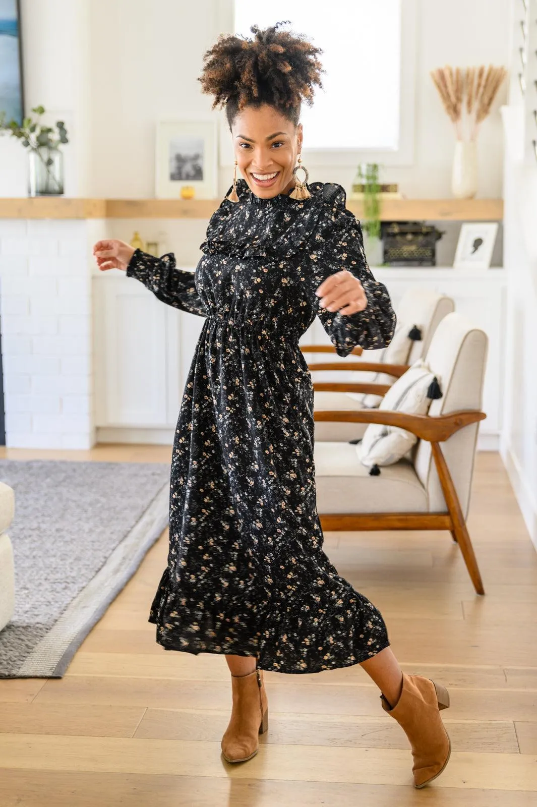 Hazel Blues® | Larissa Long Sleeve Ruffle Hem Dress