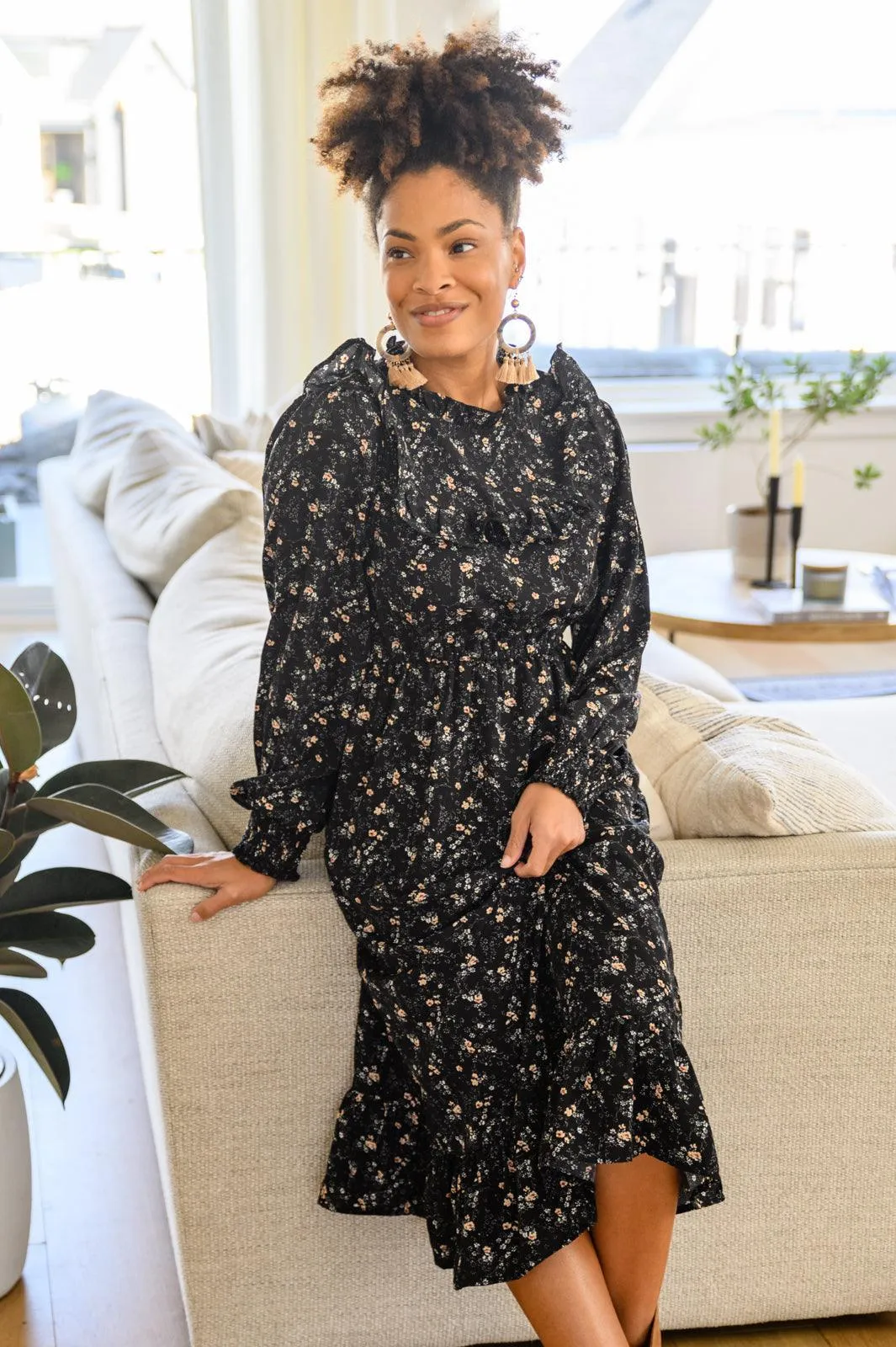 Hazel Blues® | Larissa Long Sleeve Ruffle Hem Dress