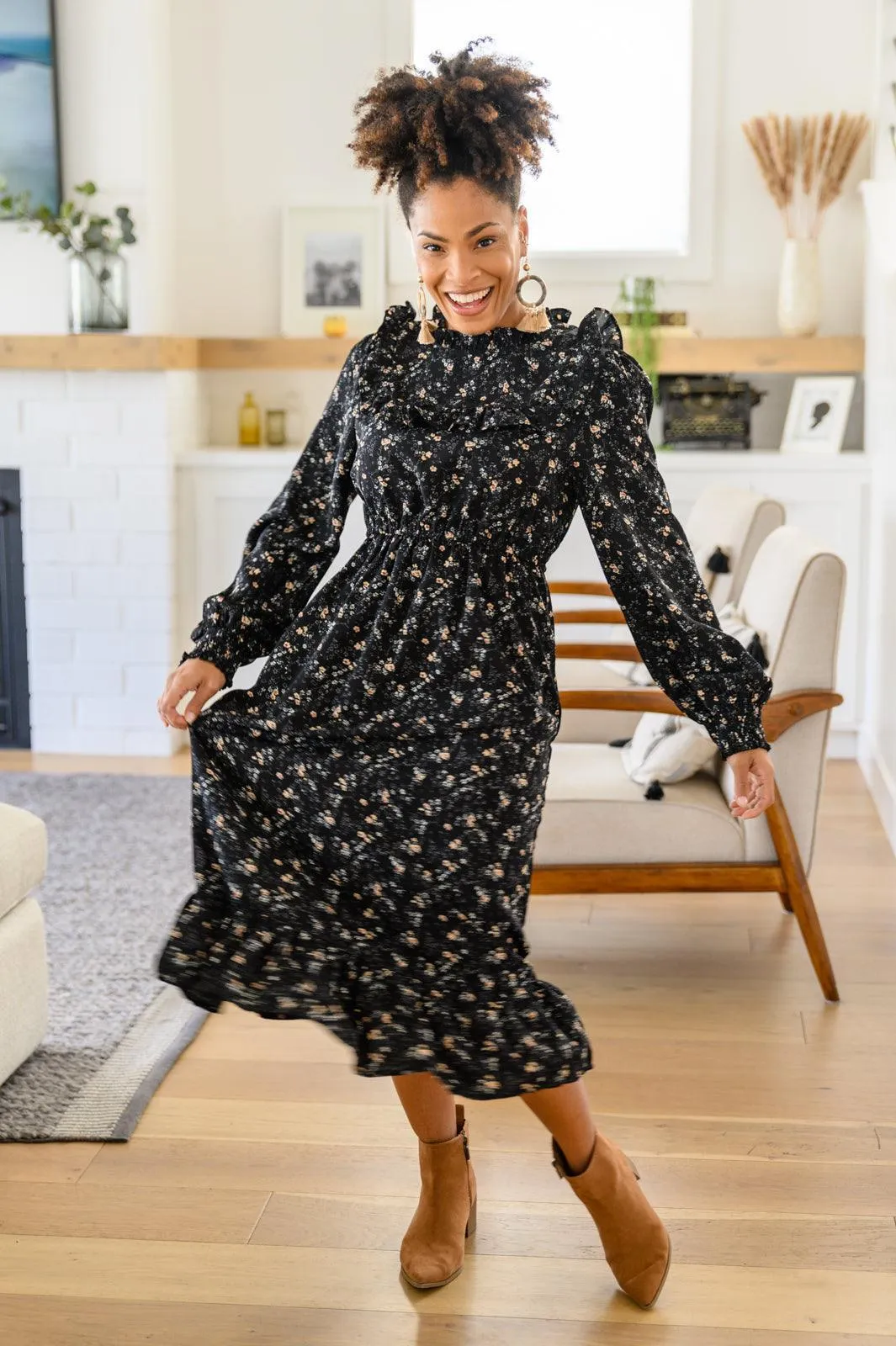 Hazel Blues® | Larissa Long Sleeve Ruffle Hem Dress