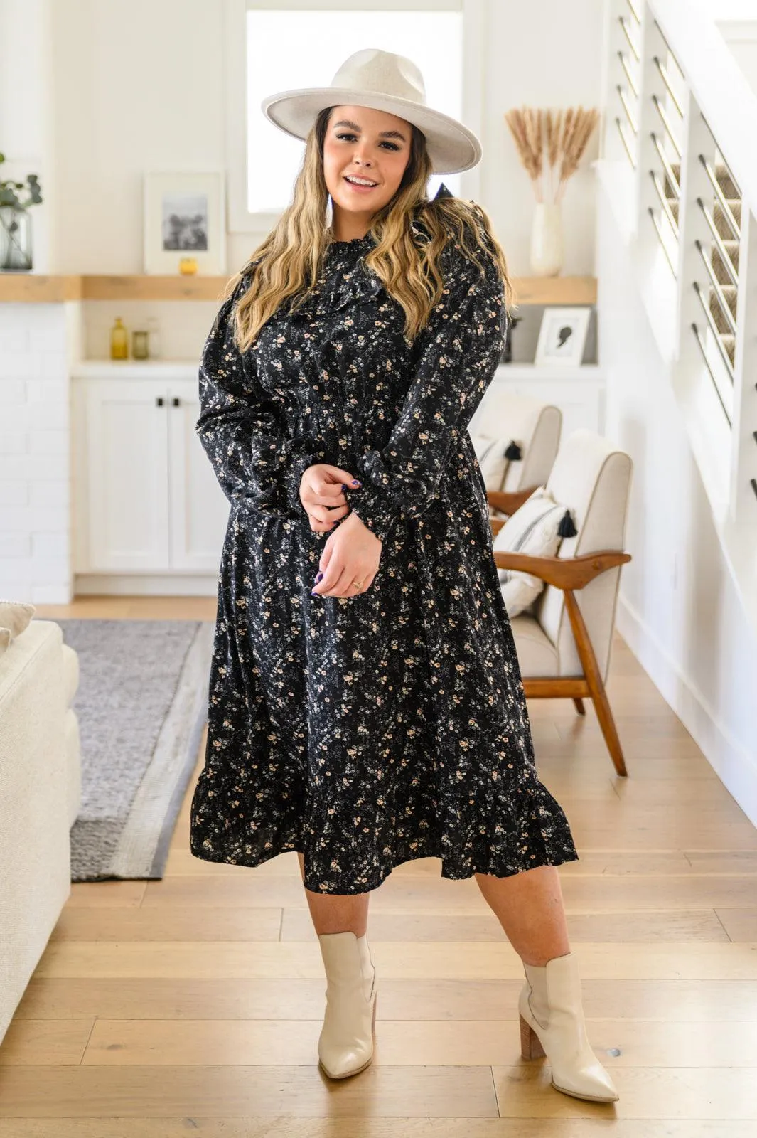 Hazel Blues® | Larissa Long Sleeve Ruffle Hem Dress