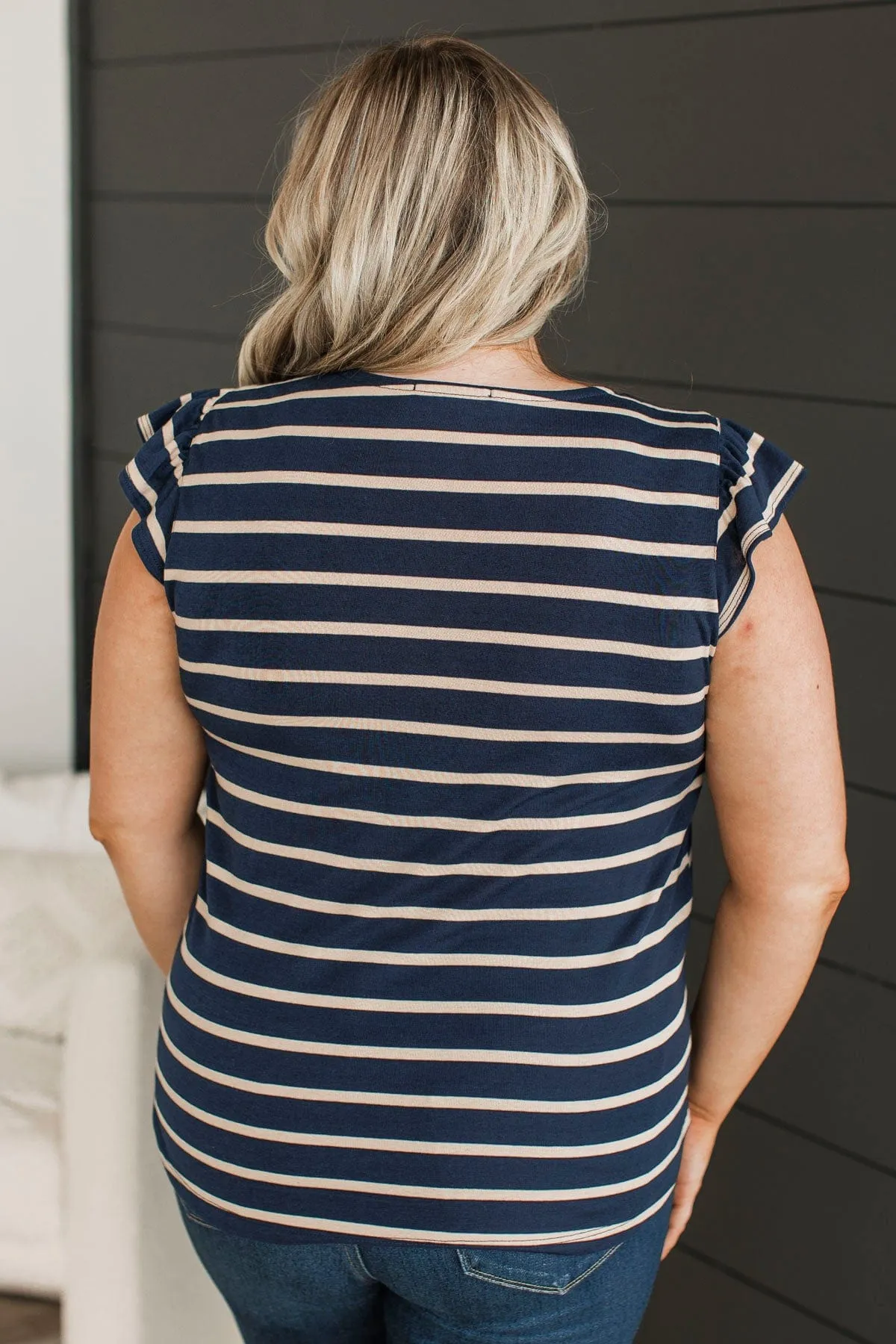 Hear Me Out Striped Top- Navy