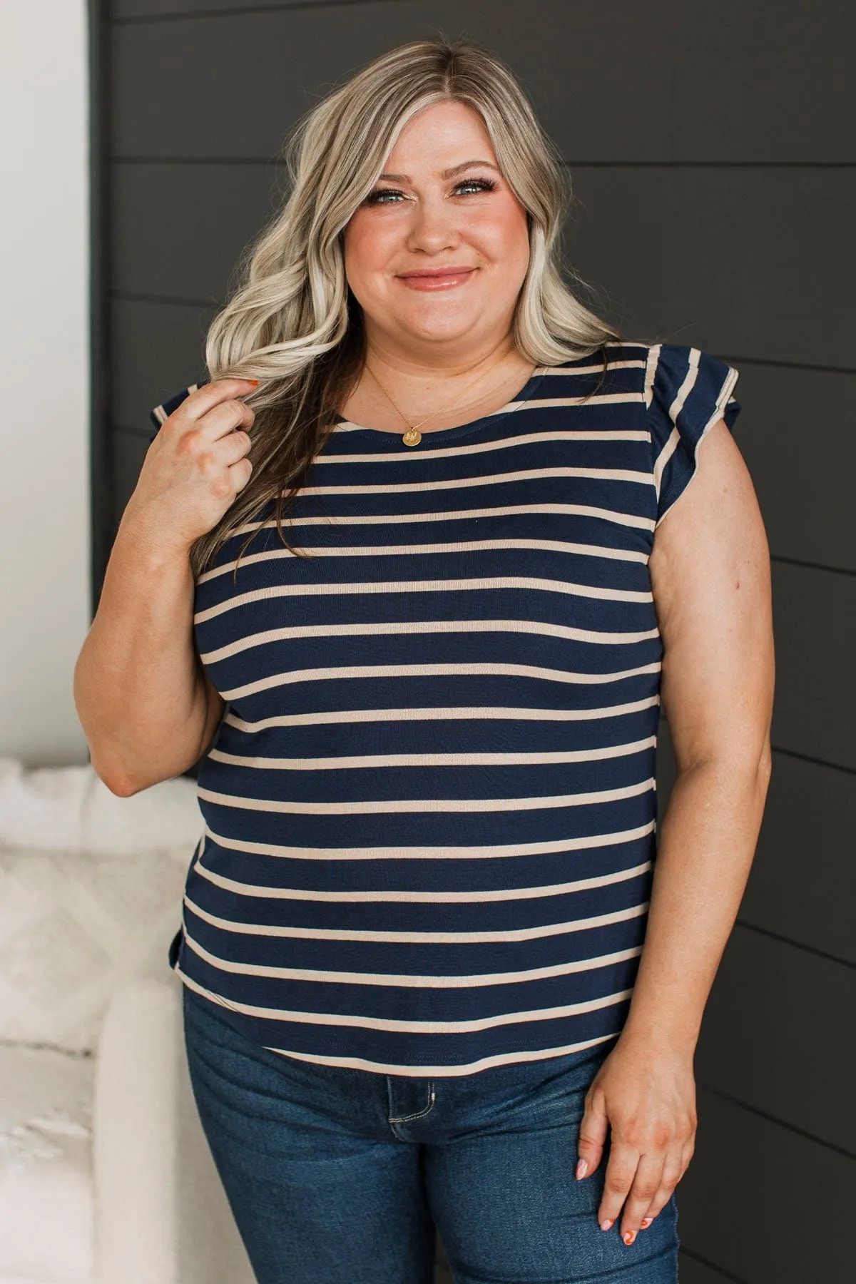 Hear Me Out Striped Top- Navy