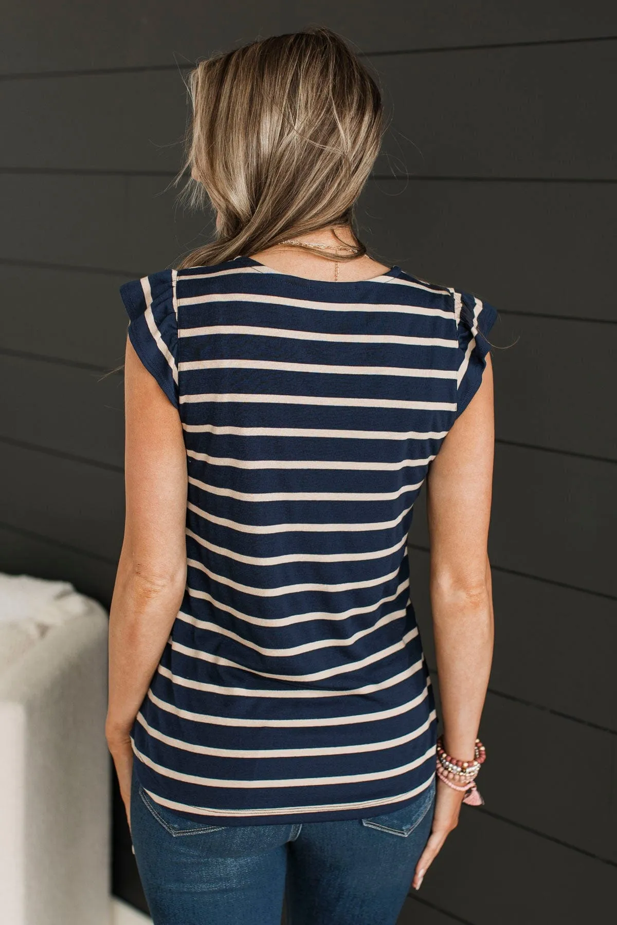 Hear Me Out Striped Top- Navy