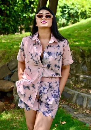 Heather Set - Tie & Dye Shirt with Scalloped Shorts